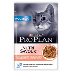 Pro Plan House Cat Salmon 85 г - консервы (пауч) для домашних кошек с низкой активностью (лосось)