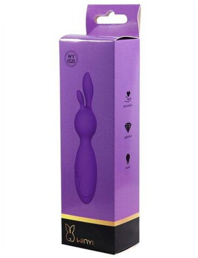 Фиолетовый мини-вибратор Emily с ушками - 16 см. (Цвет: фиолетовый)