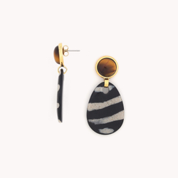 Серьги Nature Bijoux, Zebra, с тигровым глазом и смолистым песком в смоле, NB24.2-12CP79722 (черный)
