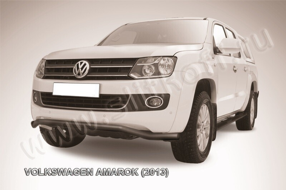 Защита переднего бампера (нержавейка) Volkswagen Amarok (2010-2016) d57 волна (черный)