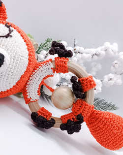 Лисенок, ручная работа, детская игрушка, погремушка