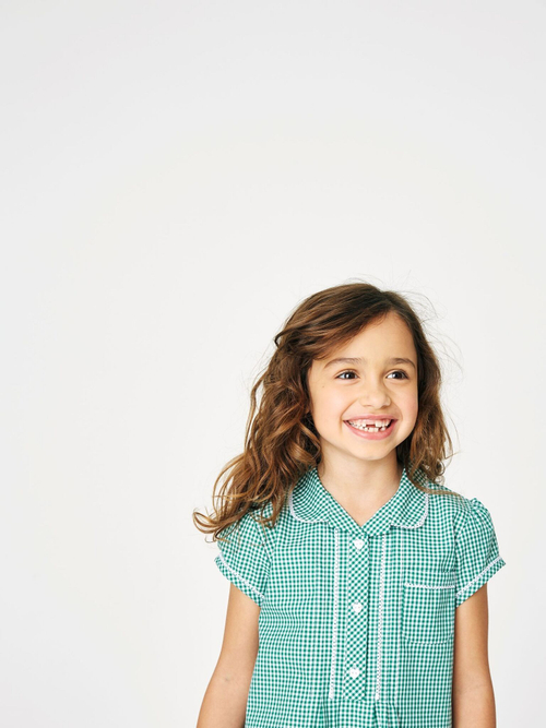 Платье школьное для девочки Next 946-565, Зеленый, Белый