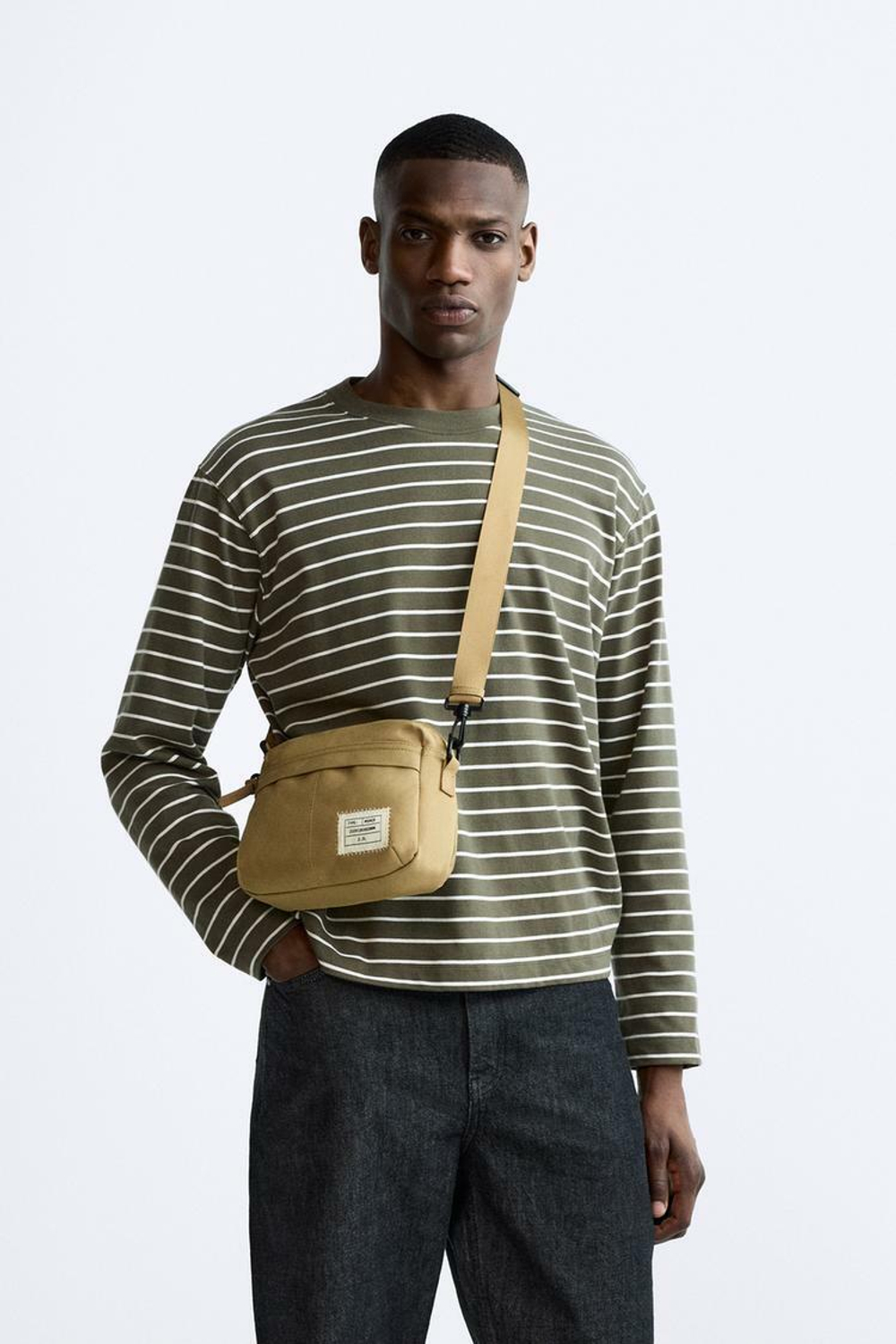 ZARA СУМКА ИЗ ТКАНИ, БЕЖЕВЫЙ