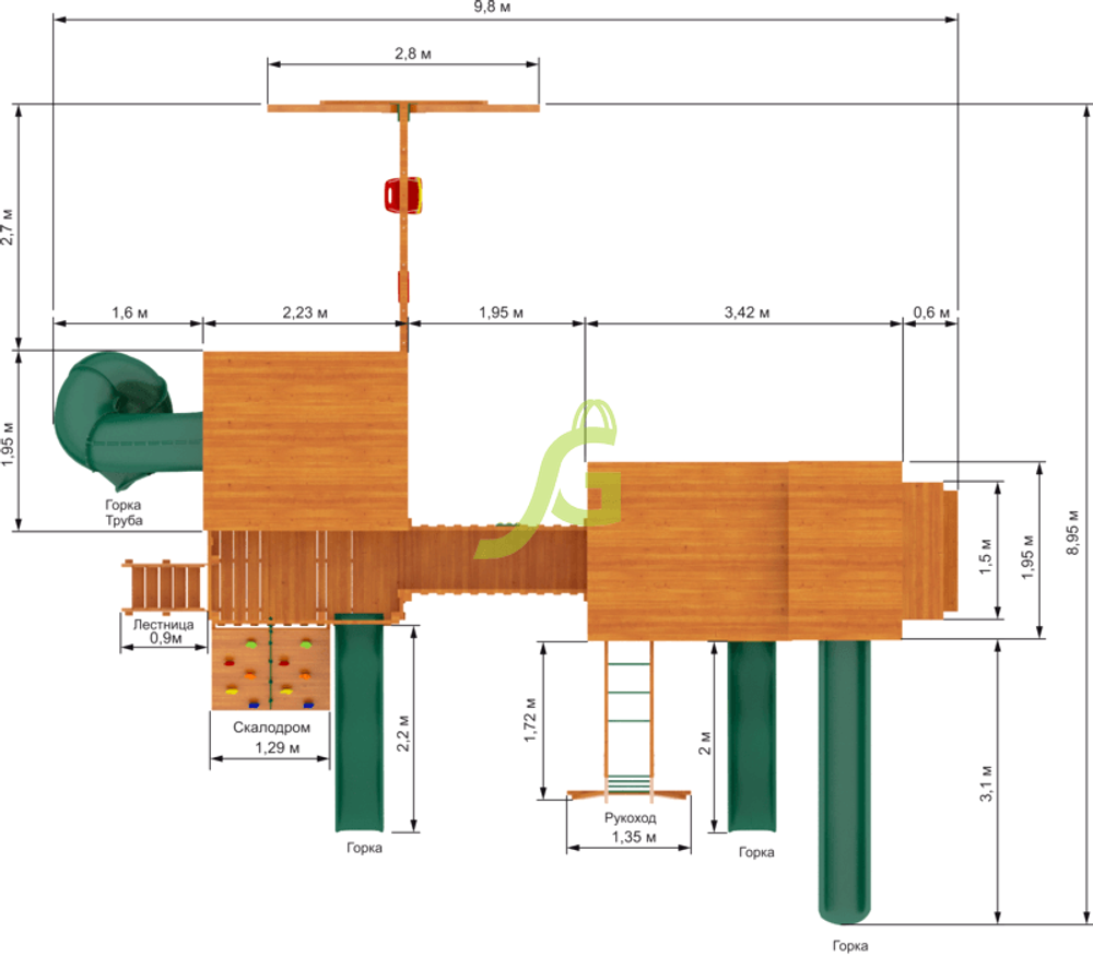 Детская деревянная площадка Домик 6