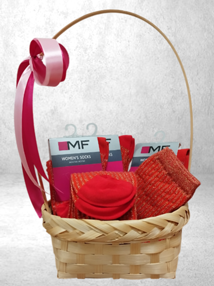 226K-683 НОСКИ ЖЕНСКИЕ красный/золото (25)