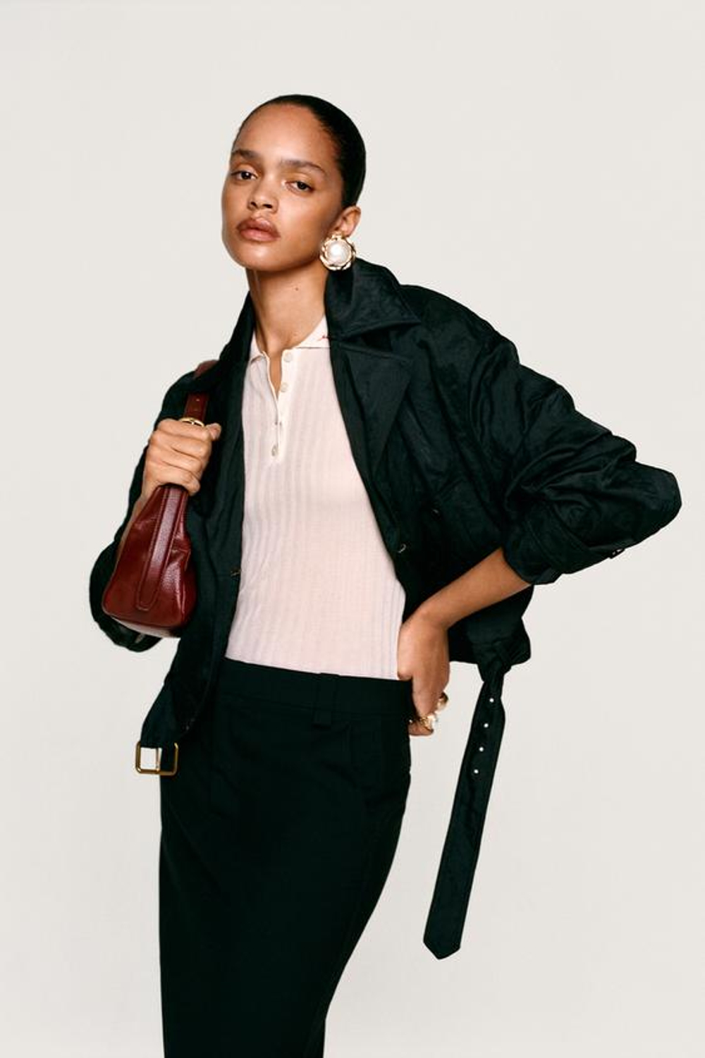 ZARA X WILLY CHAVARRIA ЮБКА-КАРАНДАШ МИДИ, ЧЕРНЫЙ