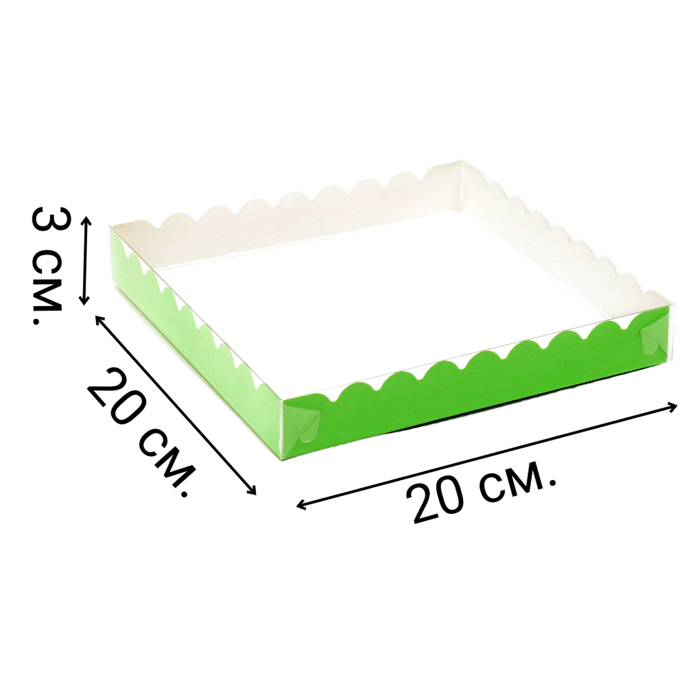 Коробочка для печенья 20х20х3 см зеленая