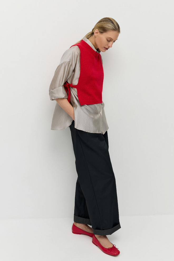 Манишка из смесового кашемира с завязками