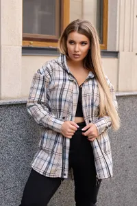 Рубашка-парка из кашемира в клетку УК-146