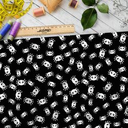 Ткань дюспо белые пауки на чёрном фоне