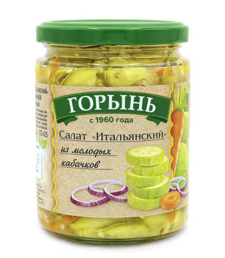 Салат "Итальянский" из молодых кабачков 420г. Горынь