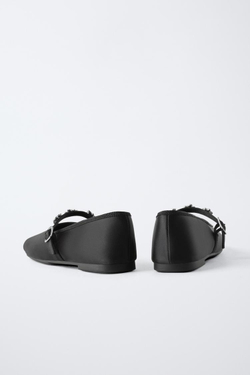 ZARA БАЛЕТКИ СО СТРАЗАМИ, ЧЕРНЫЙ