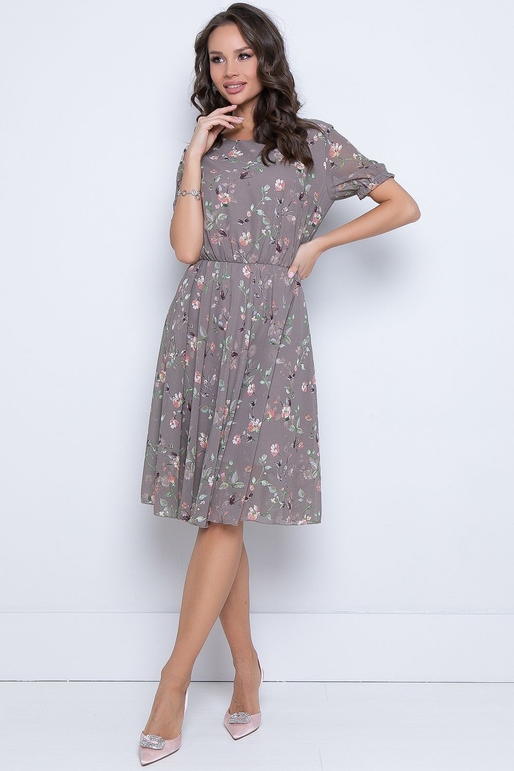 Платье Стильный шифон (латте) Diolche (Акция)