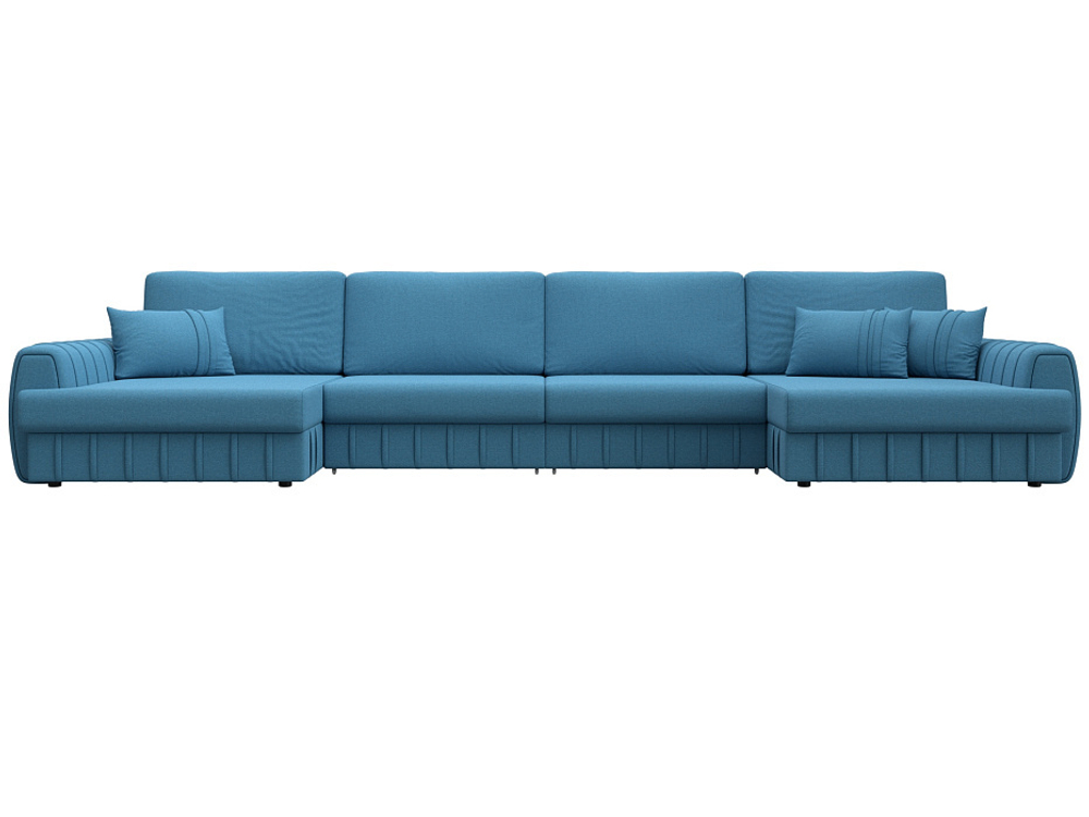 Диван П-образный Лига-057 НПБ Лонг, Амур 10 голубой, Рогожка, 129324
