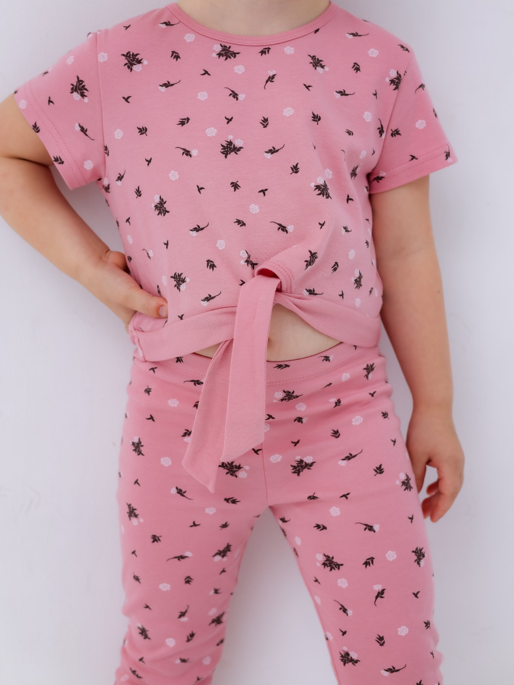 Блузка для девочки, модель №1, рост 116 см, пудровая с принтом