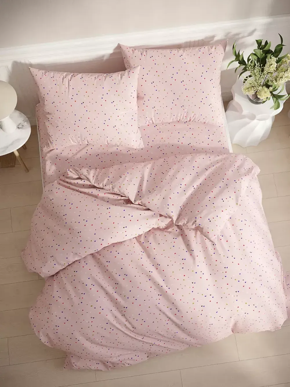 Наволочка комплект 2шт перкаль Сказка "Сердечки" 45х45 см на молнии