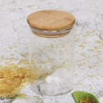 Банка для продуктов стеклянная 250мл «Хай-Тек» с бамбуковой крышкой 6,5*10см