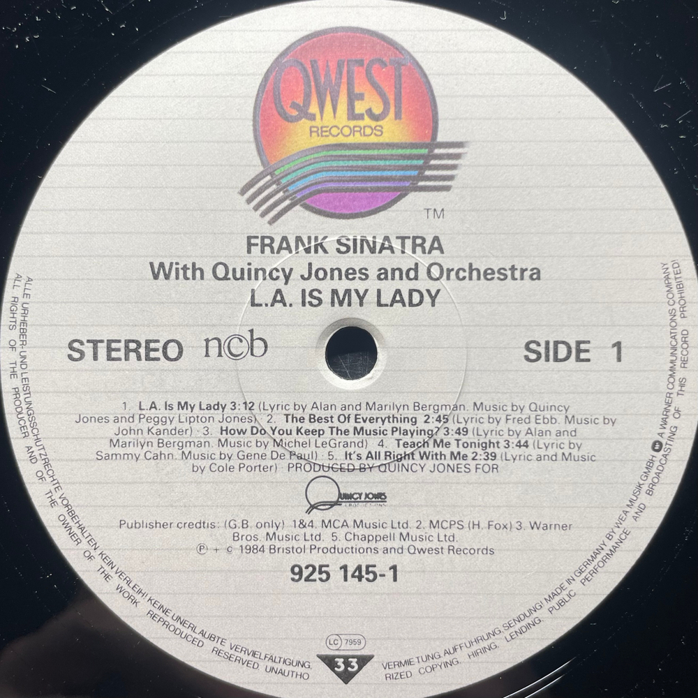 Frank Sinatra With Quincy Jones And Orchestra ‎– L.A. Is My Lady (Скандинавия 1984г.)
