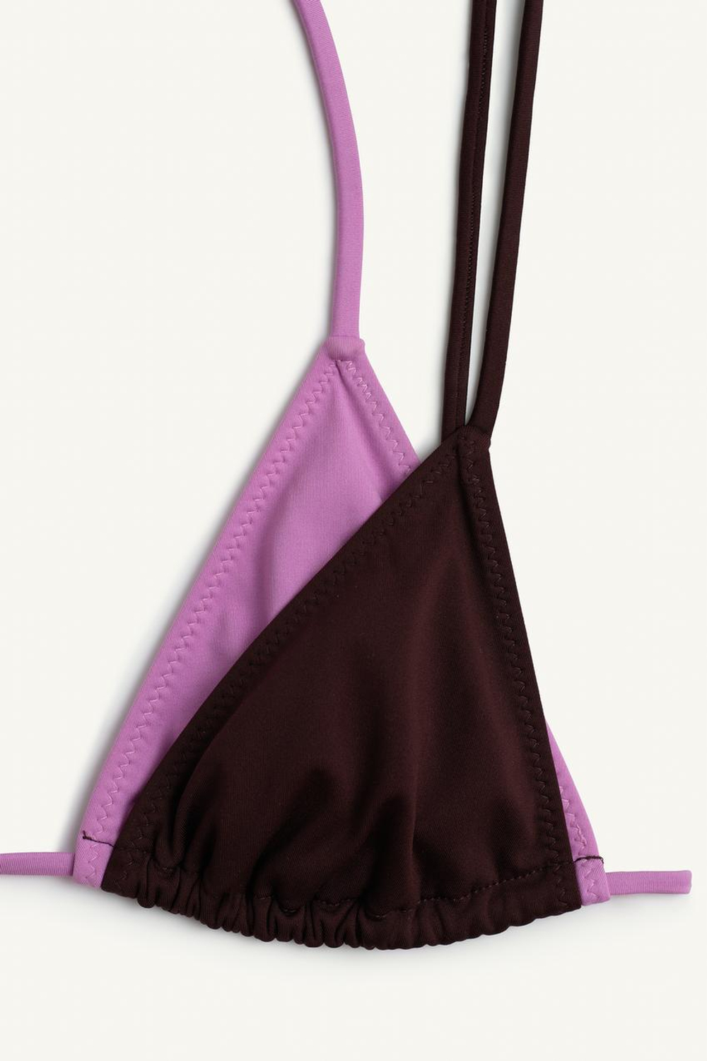 ZARA ТОП БИКИНИ С ТРЕУГОЛЬНЫМИ ЧАШКАМИ, ЭКРЮ/СИНИЙ