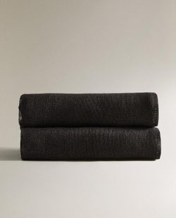 Zara Home - Льняное одеяло с бахромой, коричневый, 140x190 см