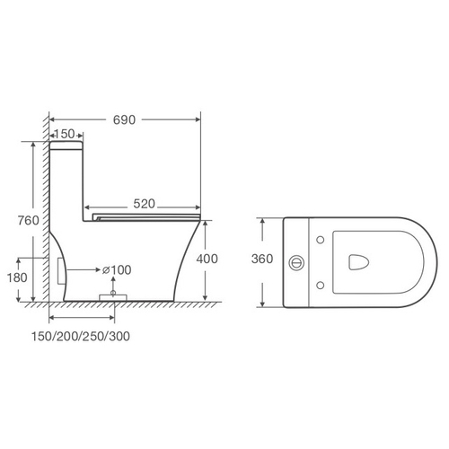 Унитаз-моноблок Azario Vally 690х360х760 напольный, слив "Торнадо", в комплекте с быстросъемным и сиденьем микролифт (AZ-80687)