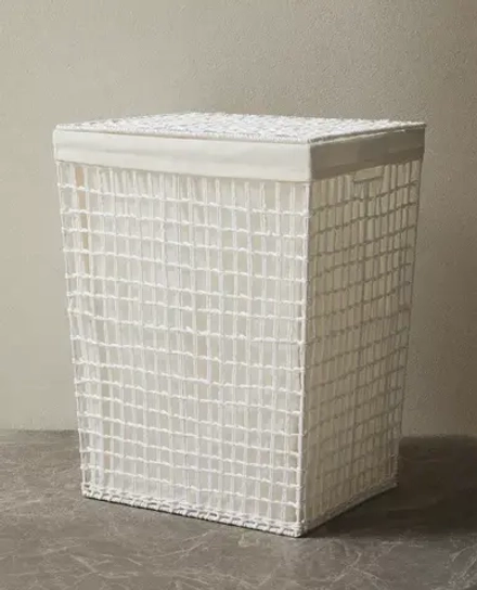 ZARA HOME КОРЗИНА ДЛЯ БЕЛЬЯ С КРЫШКОЙ, ЦВЕТ СЛОНОВОЙ КОСТИ