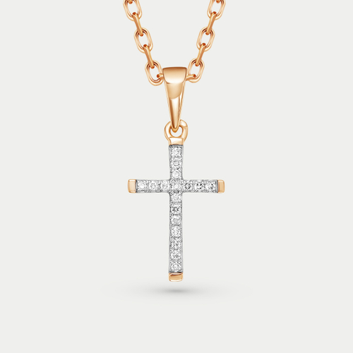 Крест из розового золота 585 пробы с бриллиантами (арт. 3210-151-00-00)