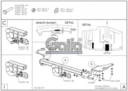 Фаркоп оцинкованный Galia T064A для Toyota Corolla седан 2013-2019(паспорт и сертификат в комплекте)(без электрики)