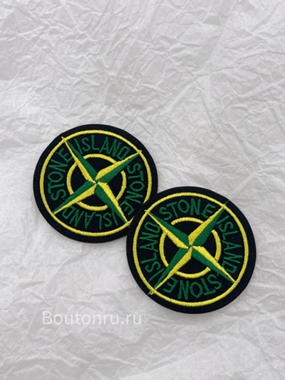 Нашивка круглая черная бренд SI (Стоун Ай.) 6 см