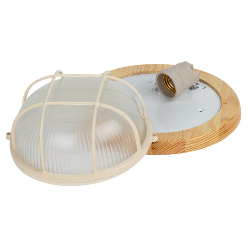 Светильник ЭРА НБО 03-60-012 Кантри дерево/стекло решетка IP54 E27 max 60Вт D220 круг сосна