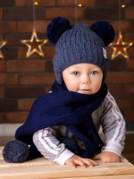 Шапка детская осенняя и шарф с ушками