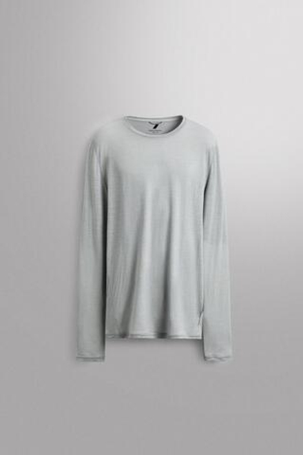 ZARA ЖАККАРДОВАЯ ФУТБОЛКА В ПОЛОСКУ С ШЕРСТЬЮ, АНТРАЦИТОВО-СЕРЫЙ