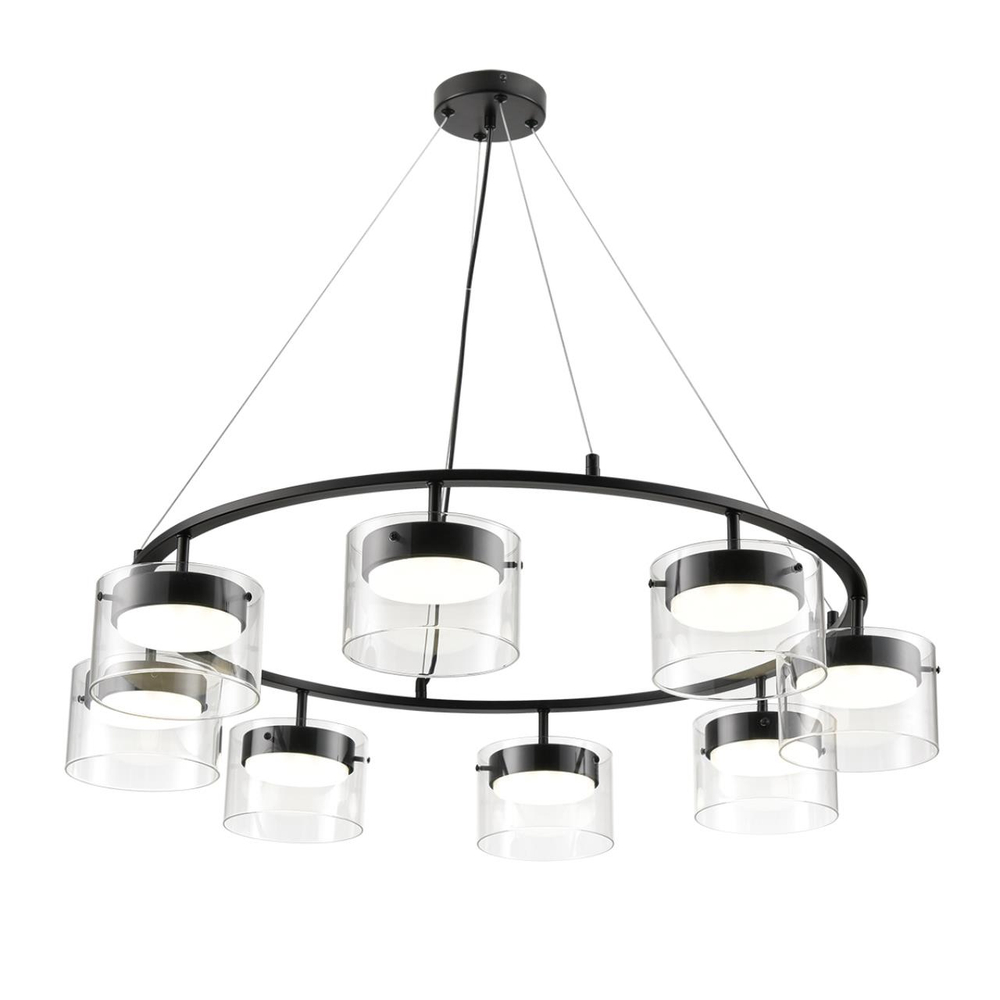 8232/8 COMFI LN26 230 черный/прозрачный, металл/стекло Светильник подвесной LED GX70 8*10W 220V NATALINA