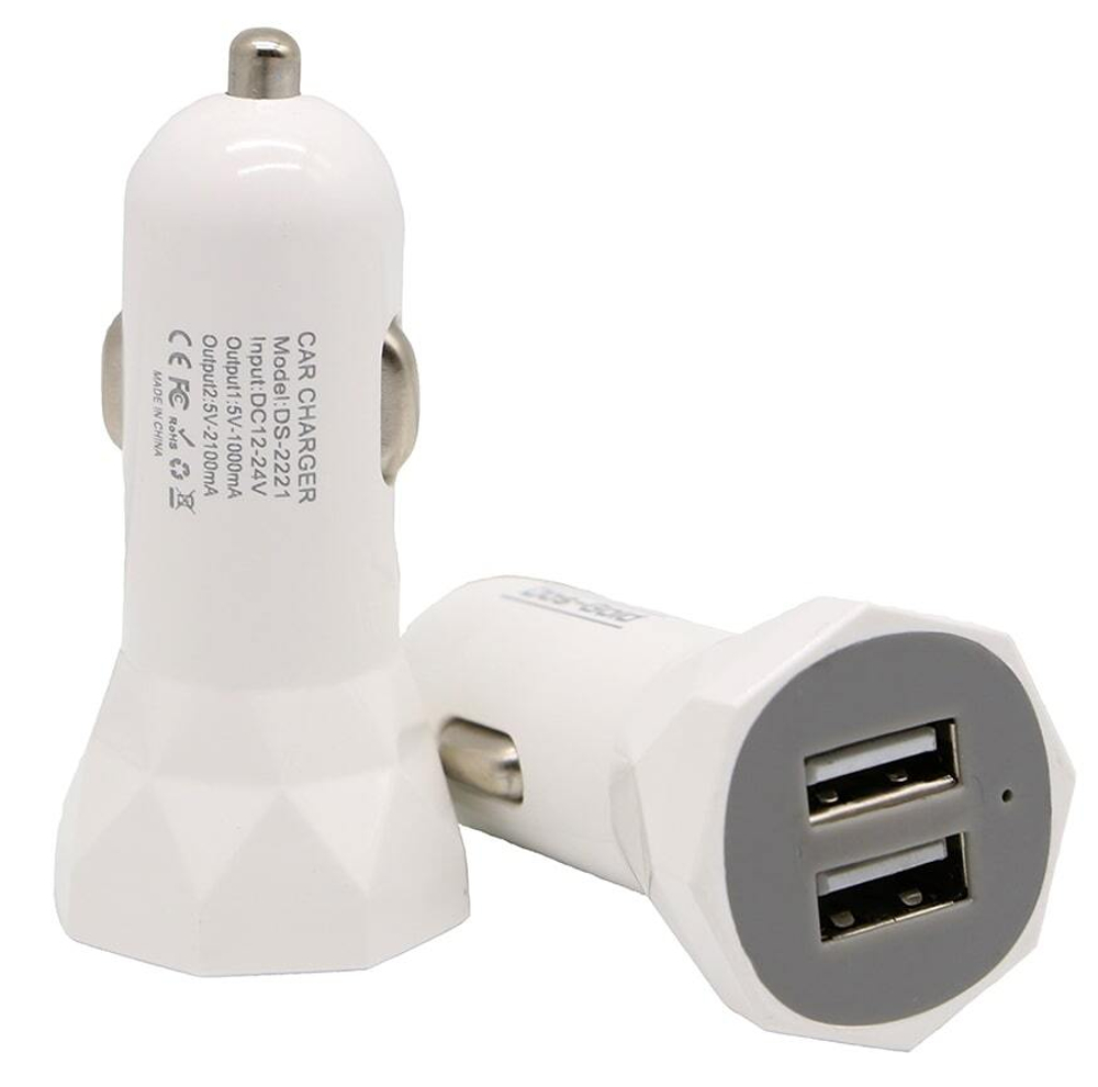 Автомобильный адаптер питания Dos-Gold DS-2221 2USB (белый)