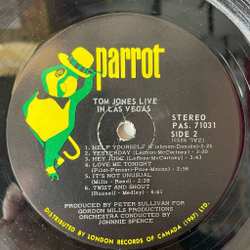 Винтажная виниловая пластинка LP Tom Jones Live In Las Vegas (Canada 1969)
