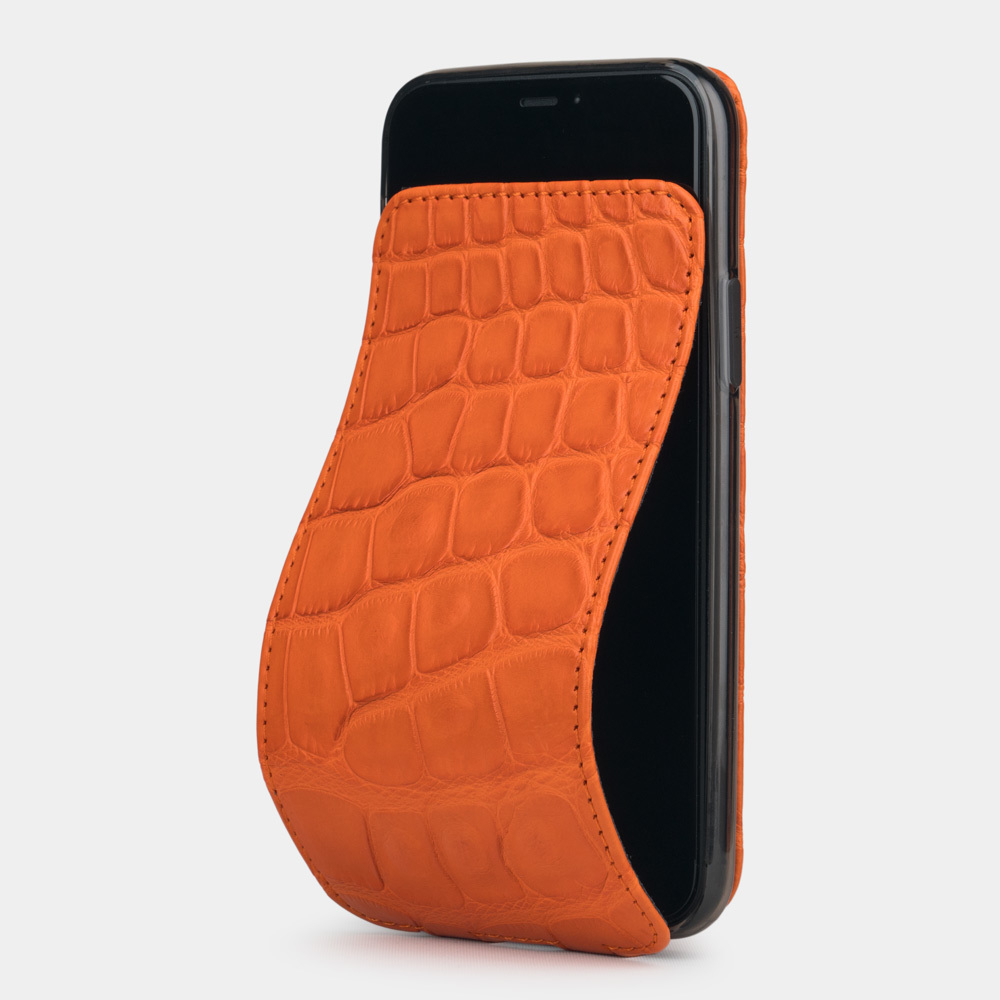 Чехол для iPhone 11 Pro из натуральной кожи крокодила, цвета оранжевый
