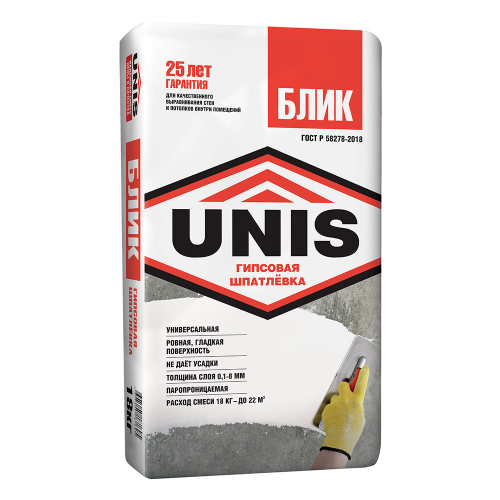 Шпатлевка гипсовая Блик 18 кг.UNIS