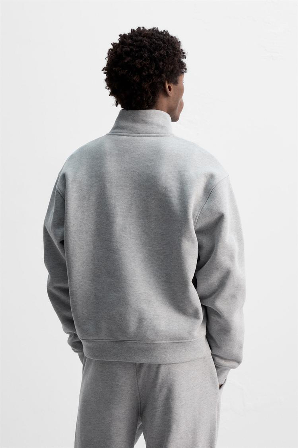 ZARA ТОЛСТОВКА HEAVY WEIGHT С МОЛНИЕЙ, СЕРЫЙ С МЕЛАНЖЕВЫМ ЭФФЕКТОМ