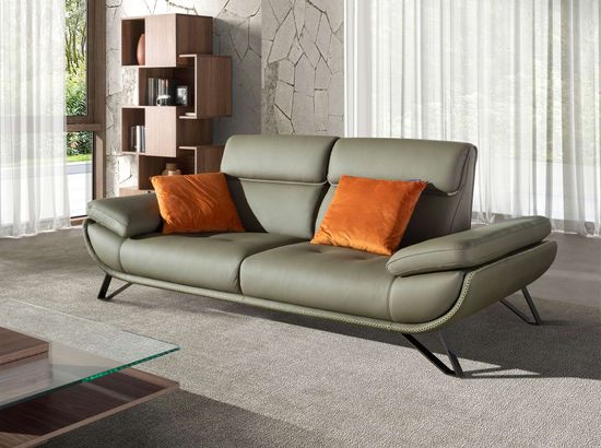 3-местный кожаный диван 6245 оливкового цвета