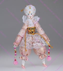 Ёлочная игрушка Клоунесса розовая в белом парике