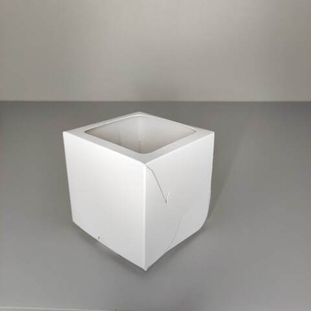 Коробка для капкейков с окном на 1 капкейк белая 10х10х10 см
