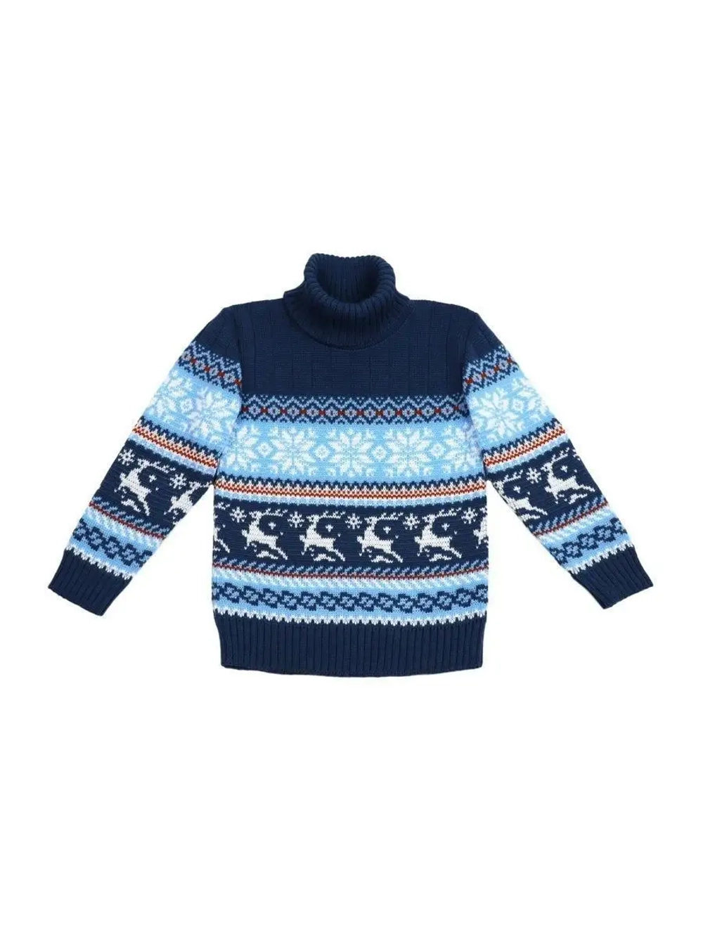 Свитер вязаный с оленями новогодний