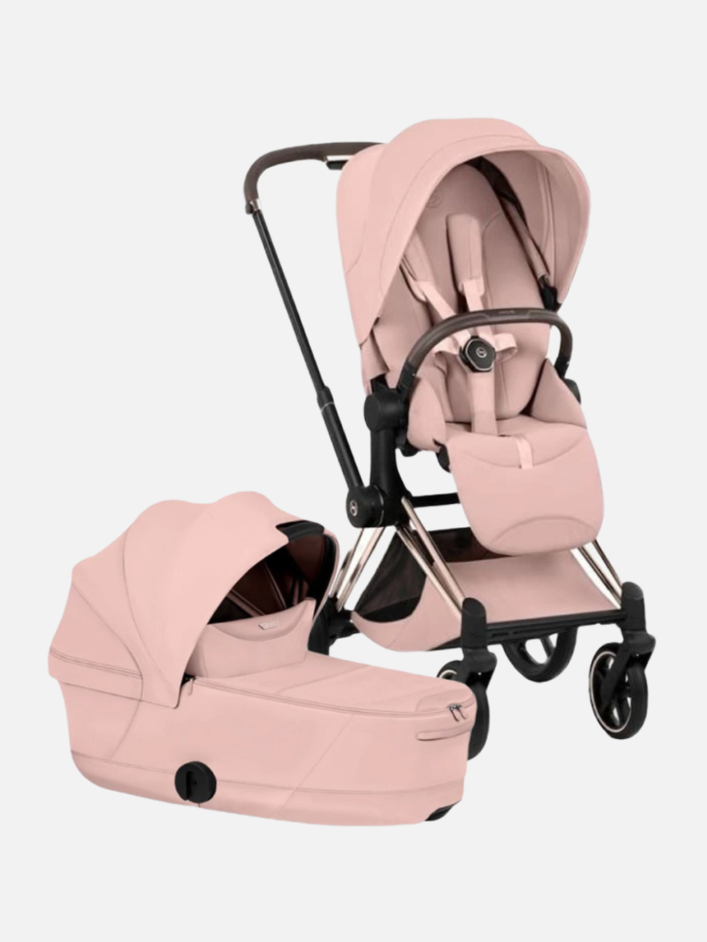 Cybex Priam 5 Style, в цвете Peach Pink (шасси Rose Gold) + автокресло Cybex Cloud T Plus