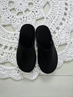 Домашние тапочки из велюра, черные, универсальные