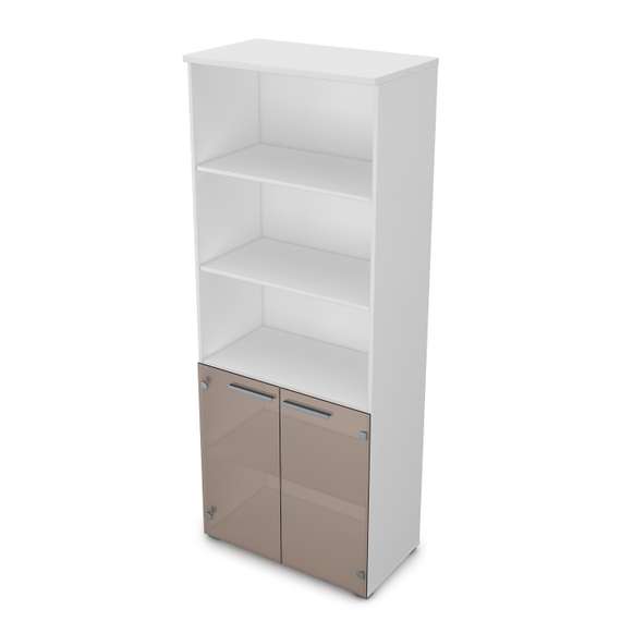 9Ш.005.14 Шкаф высокий со стеклом и открытыми полками (800*450*2045)