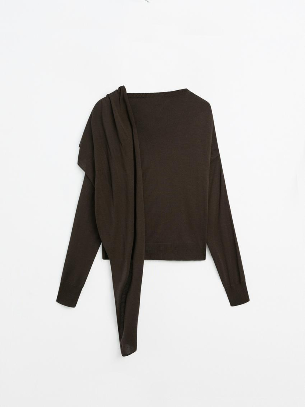 Massimo Dutti Трикотажный свитер с шарфом, коричневый