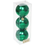 Новогодние шары 6 см (набор 3 шт) «Глянец», зеленый