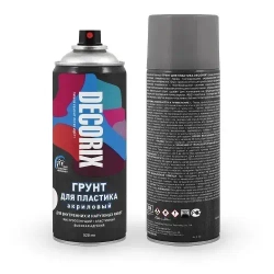 Грунт для пластика аэрозольный серый матовый DECORIX - грунтовка для пластика в баллончике 520 мл