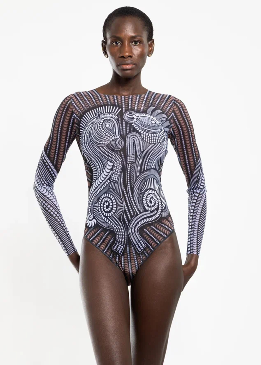 Купальник с рукавами "Год лошади"