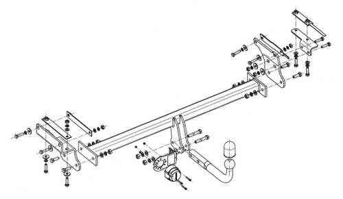 Фаркоп на Nissan Qashqai J11 (кроме версии со AdBlue) 2014-2018 без подрезки бампера (паспорт и сертификат в комплекте)(без электрики) Steinhof.N-096